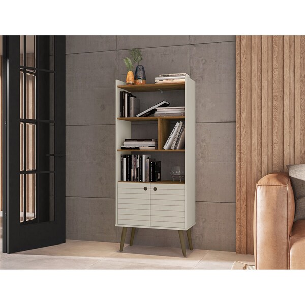 Bogart Bookcase In Off-White And Nature